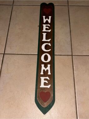 Vintage 1993 G. Rozeboom Welcome Heart Decor Accent Entrance Front Door Sign